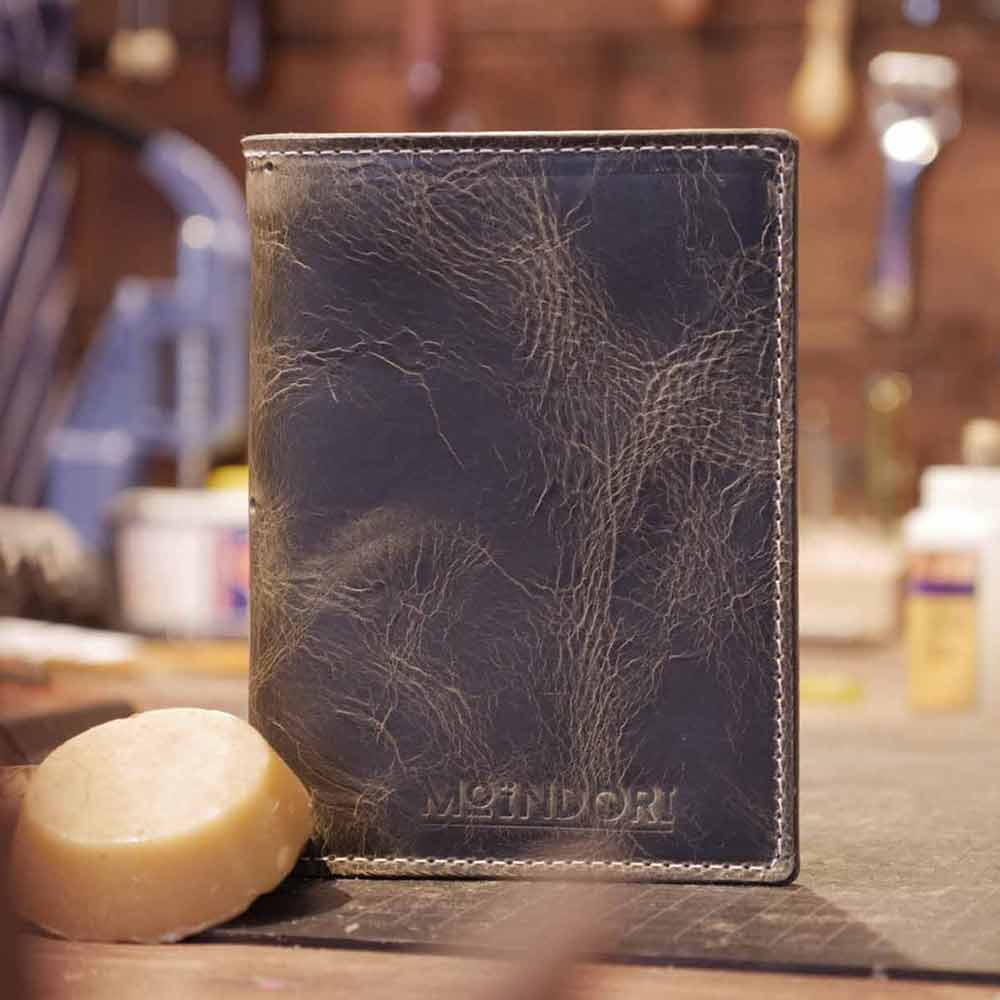 Notizbuch "Shady Grey"  - Italienisches Leder - Travelers notebook - mit Innentaschen