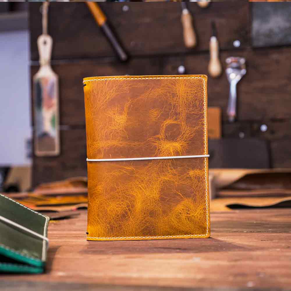 Notizbuch OCRE / Yellow  - Italienisches Leder - Travelers notebook - mit Innentaschen