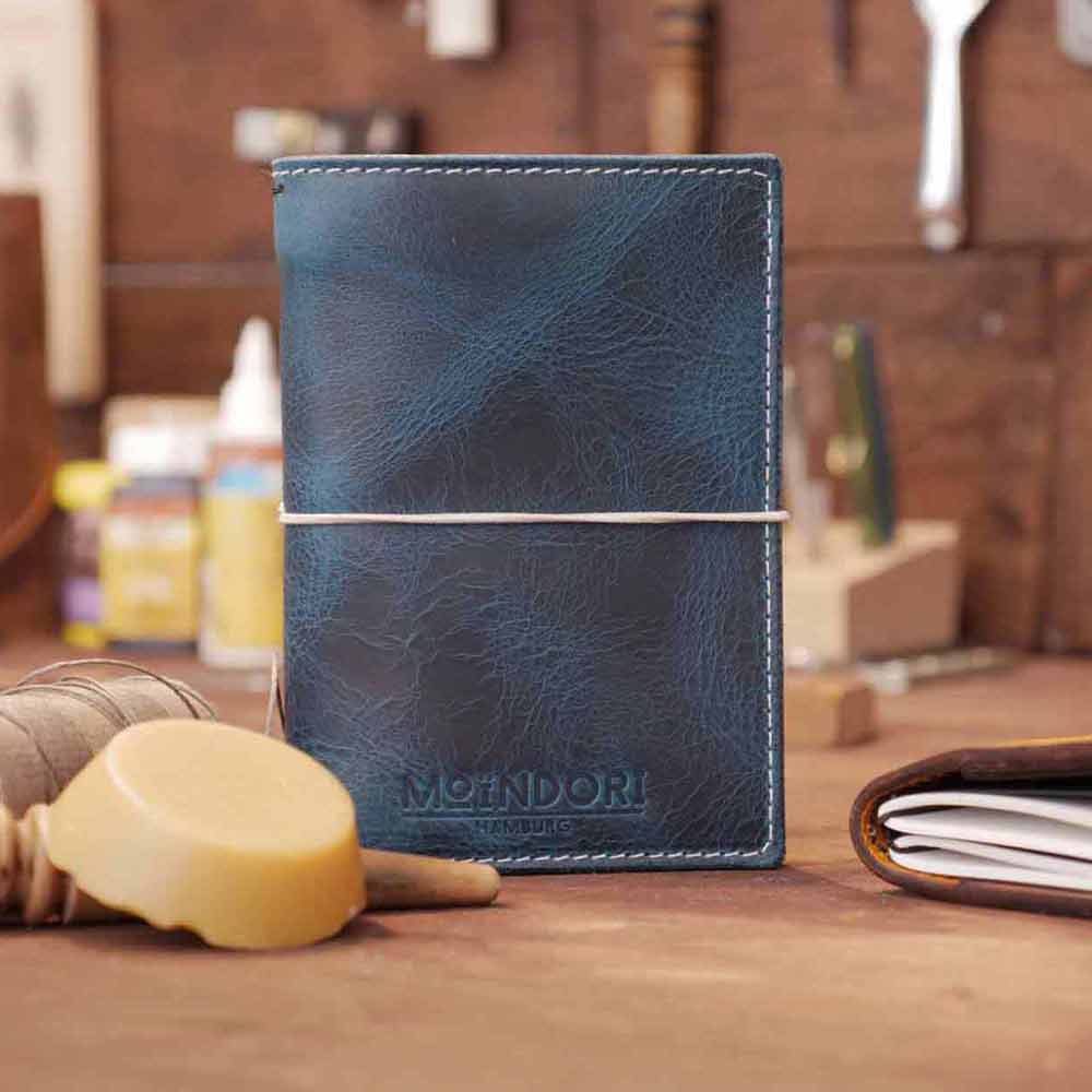 Notizbuch "Smokey blue" - Italienisches Leder - Travelers notebook - mit Innentaschen